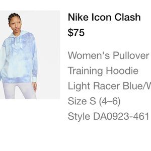 NWOT Nike Icon Clash Hoodie- blue and white